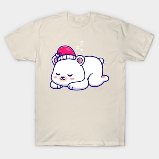 Cute Polar Bear Sleeping Cartoon T-Shirt